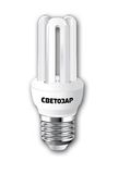 Энергосберегающая лампа СВЕТОЗАР"U-КЛАССИКА"стержень,цоколь E27(стандарт),Т2,3U,тепл бел свет(2700 К
