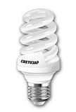 Энергосберегающая лампа СВЕТОЗАР "ЭКОНОМ" спираль,цоколь E27(стандарт),Т3,яркий белый свет(4000 К),