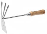 Мотыжка ЗУБР "ЭКСПЕРТ" комбинированная из нерж. стали, деревянная ручка из ясеня, прямое лезвие + 3