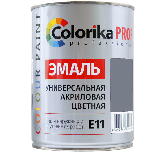 Эмаль акриловая Colorika Prof 0,9л СЕРАЯ универсальная для наружних и .